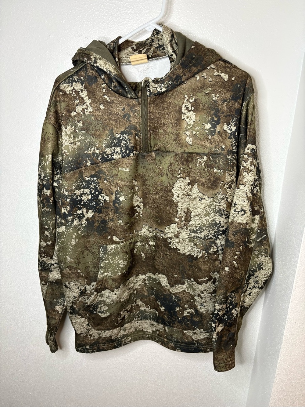 Men's Camouflage Hooded Pullover Jacket - Olive/Brown - L